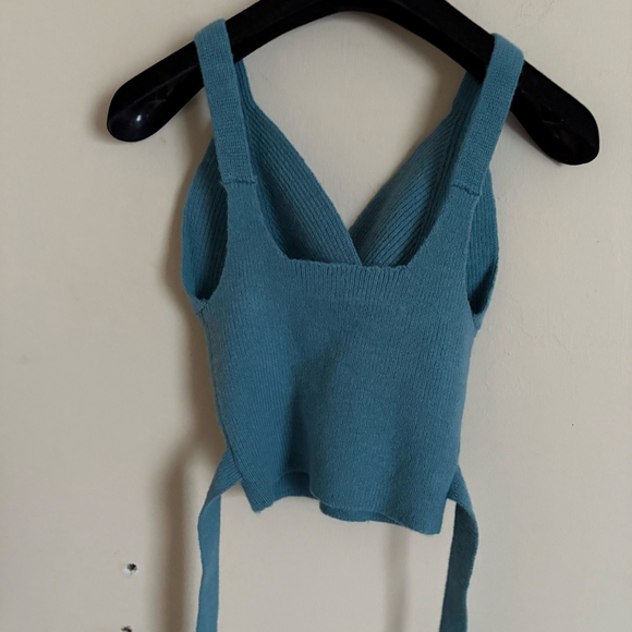 COMMENSE Teal Knit Wrap V-Neck Crop Top Size M - Picture 10 of 14